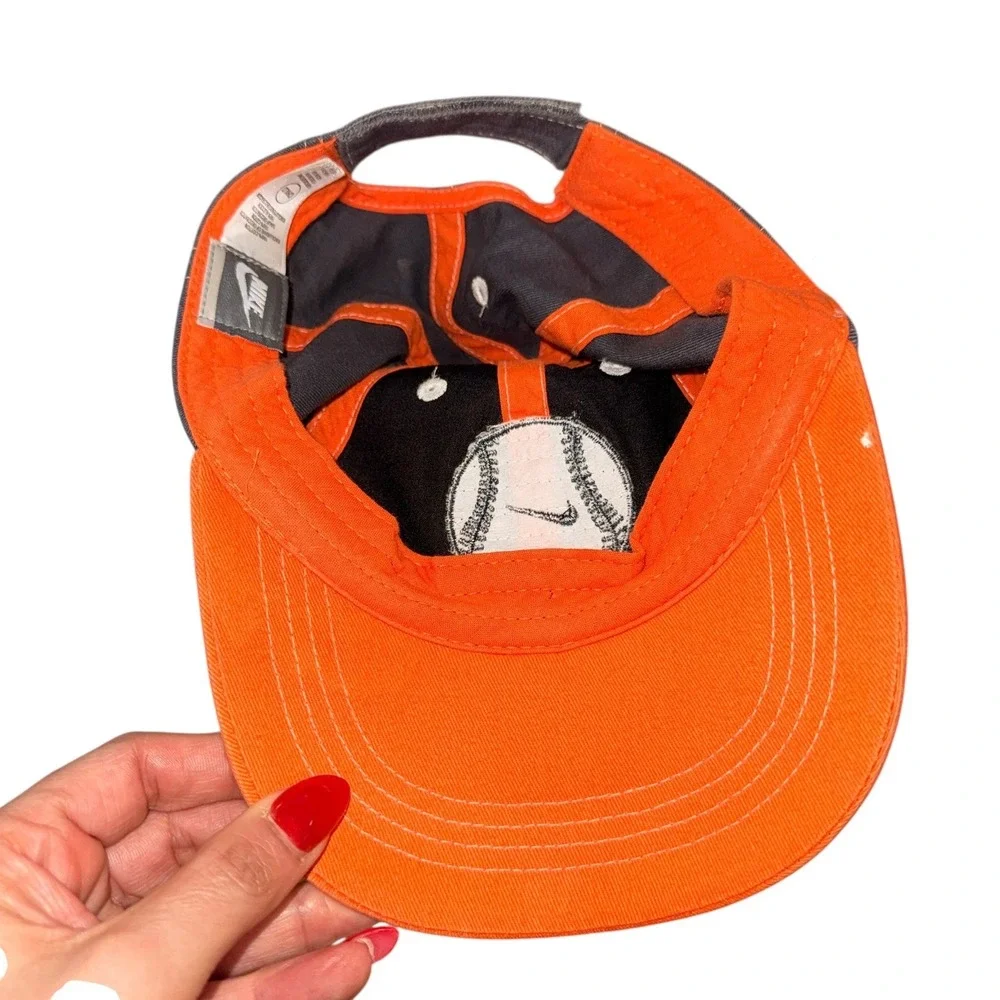 Nike Baseball Cap Kids Boys Pre-Owned Hat Orange Grey White‎ Embroidered Swoosh